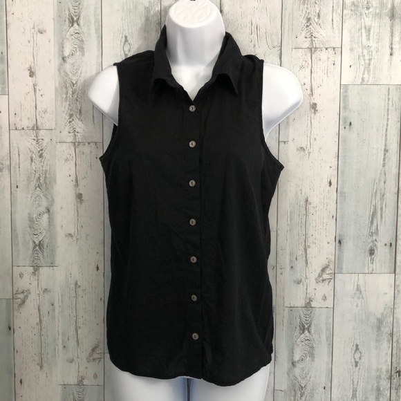 Vintage ESPRIT Black Sleeveless Button Up Top Medium - Picture 1 of 9